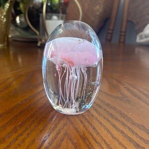 Pink Jellyfish Glass Paperweight